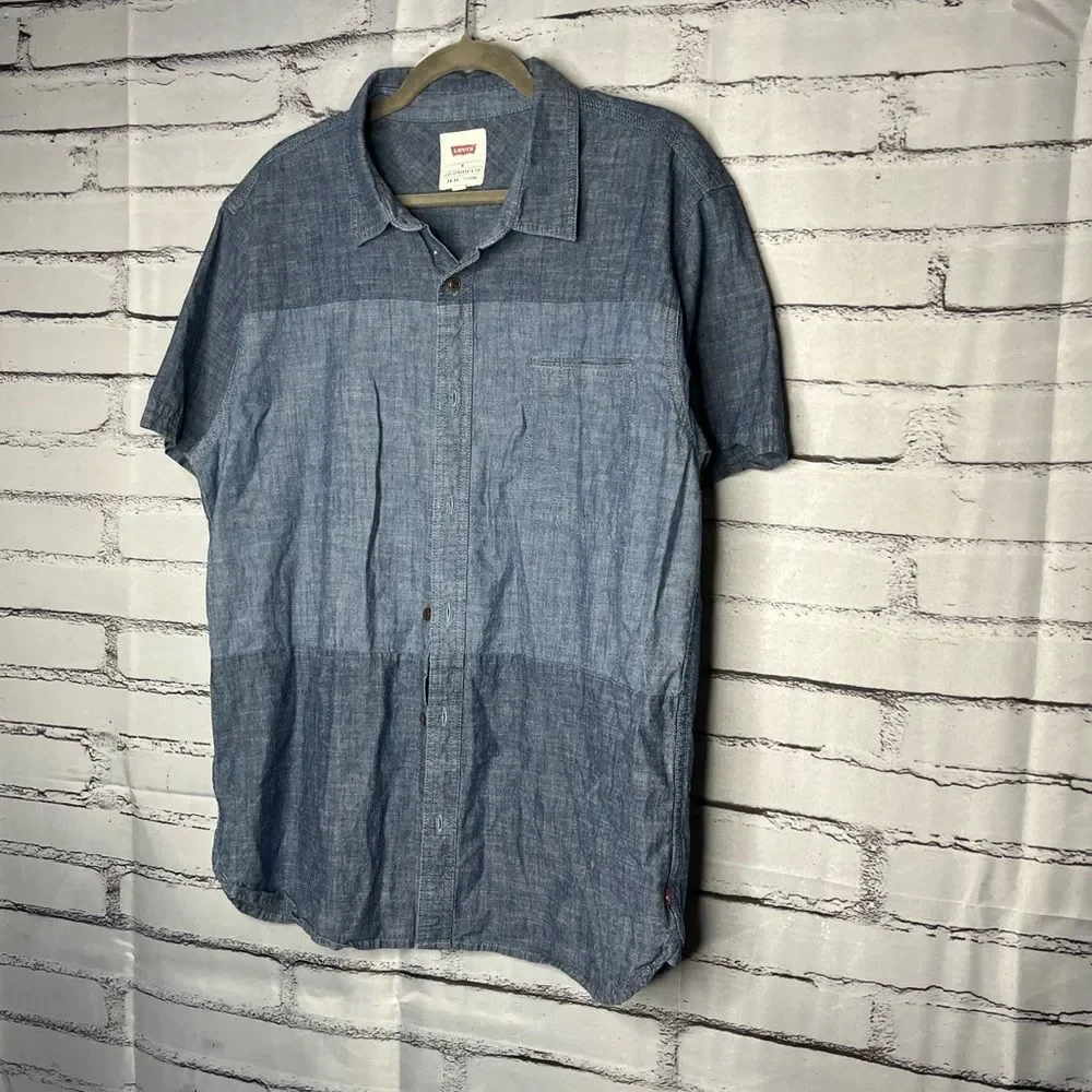 Levi’s Two-Toned Blue Grey Button-Up Shirt Sz XL Vintage Casual Workwear Classic